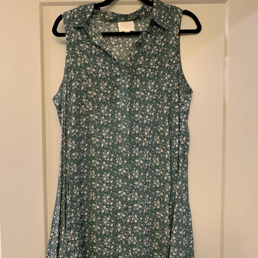 green flowered tank dress